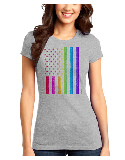 American Pride - Rainbow Flag Juniors T-Shirt-Womens Juniors T-Shirt-TooLoud-Ash-Gray-Juniors Fitted X-Small-Davson Sales