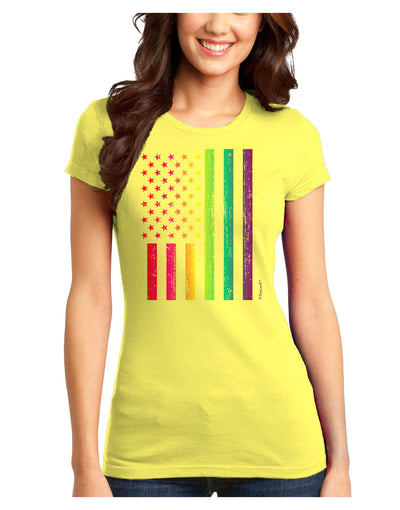 American Pride - Rainbow Flag Juniors T-Shirt-Womens Juniors T-Shirt-TooLoud-Yellow-Juniors Fitted X-Small-Davson Sales