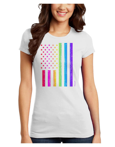 American Pride - Rainbow Flag Juniors T-Shirt-Womens Juniors T-Shirt-TooLoud-White-Juniors Fitted X-Small-Davson Sales