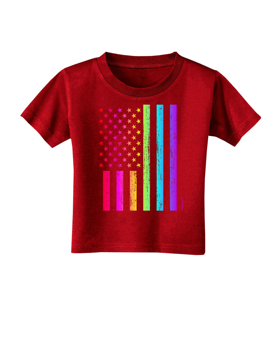 American Pride - Rainbow Flag Toddler T-Shirt Dark-Toddler T-Shirt-TooLoud-Black-2T-Davson Sales