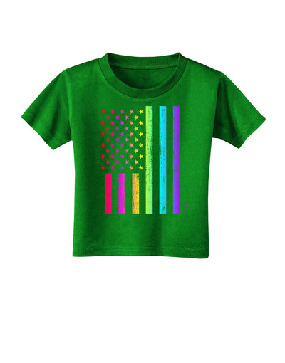 American Pride - Rainbow Flag Toddler T-Shirt Dark-Toddler T-Shirt-TooLoud-Clover-Green-2T-Davson Sales