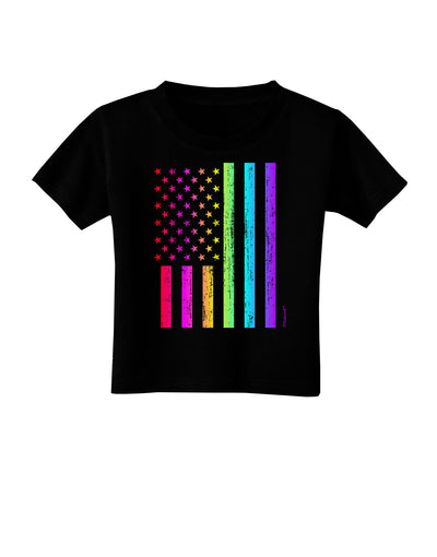 American Pride - Rainbow Flag Toddler T-Shirt Dark-Toddler T-Shirt-TooLoud-Black-2T-Davson Sales