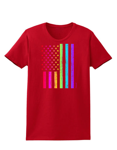 American Pride - Rainbow Flag Womens Dark T-Shirt-TooLoud-Red-X-Small-Davson Sales