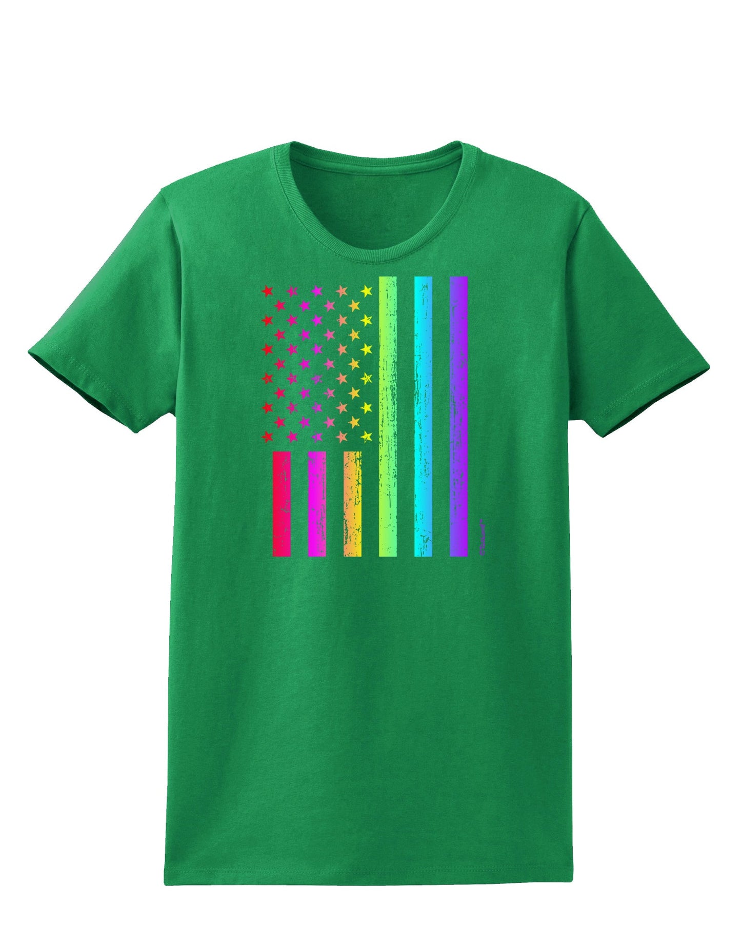 American Pride - Rainbow Flag Womens Dark T-Shirt-TooLoud-Kelly-Green-X-Small-Davson Sales