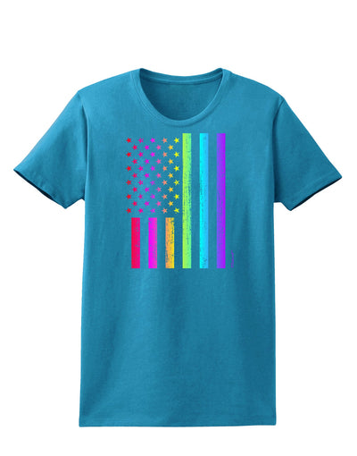 American Pride - Rainbow Flag Womens Dark T-Shirt-TooLoud-Turquoise-X-Small-Davson Sales