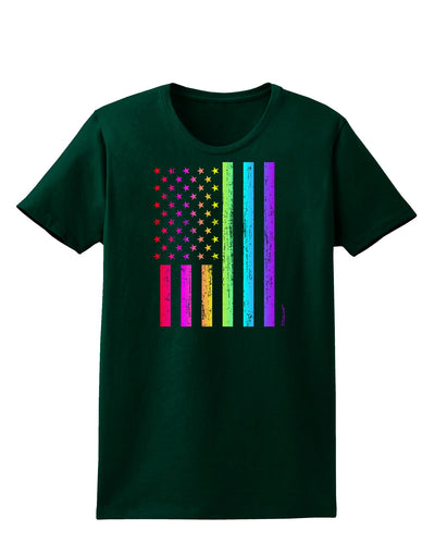 American Pride - Rainbow Flag Womens Dark T-Shirt-TooLoud-Forest-Green-Small-Davson Sales