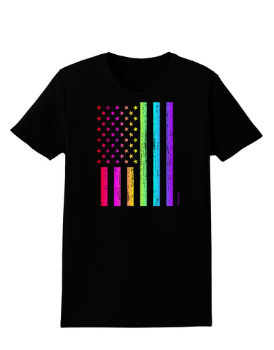 American Pride - Rainbow Flag Womens Dark T-Shirt-TooLoud-Black-X-Small-Davson Sales