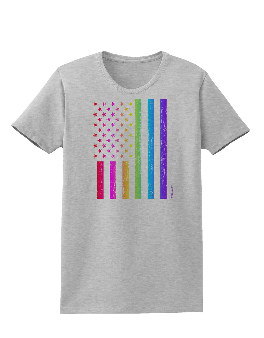 American Pride - Rainbow Flag Womens T-Shirt-Womens T-Shirt-TooLoud-White-X-Small-Davson Sales