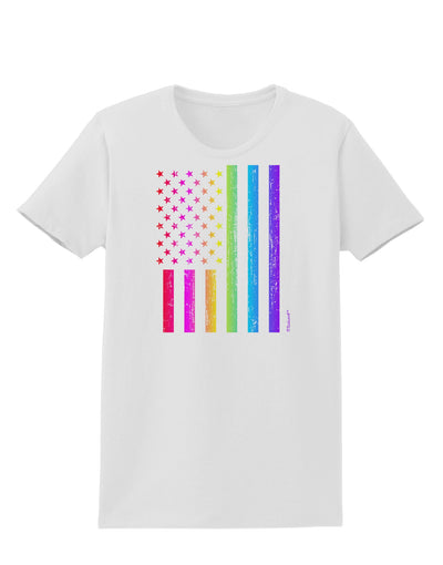 American Pride - Rainbow Flag Womens T-Shirt-Womens T-Shirt-TooLoud-White-X-Small-Davson Sales