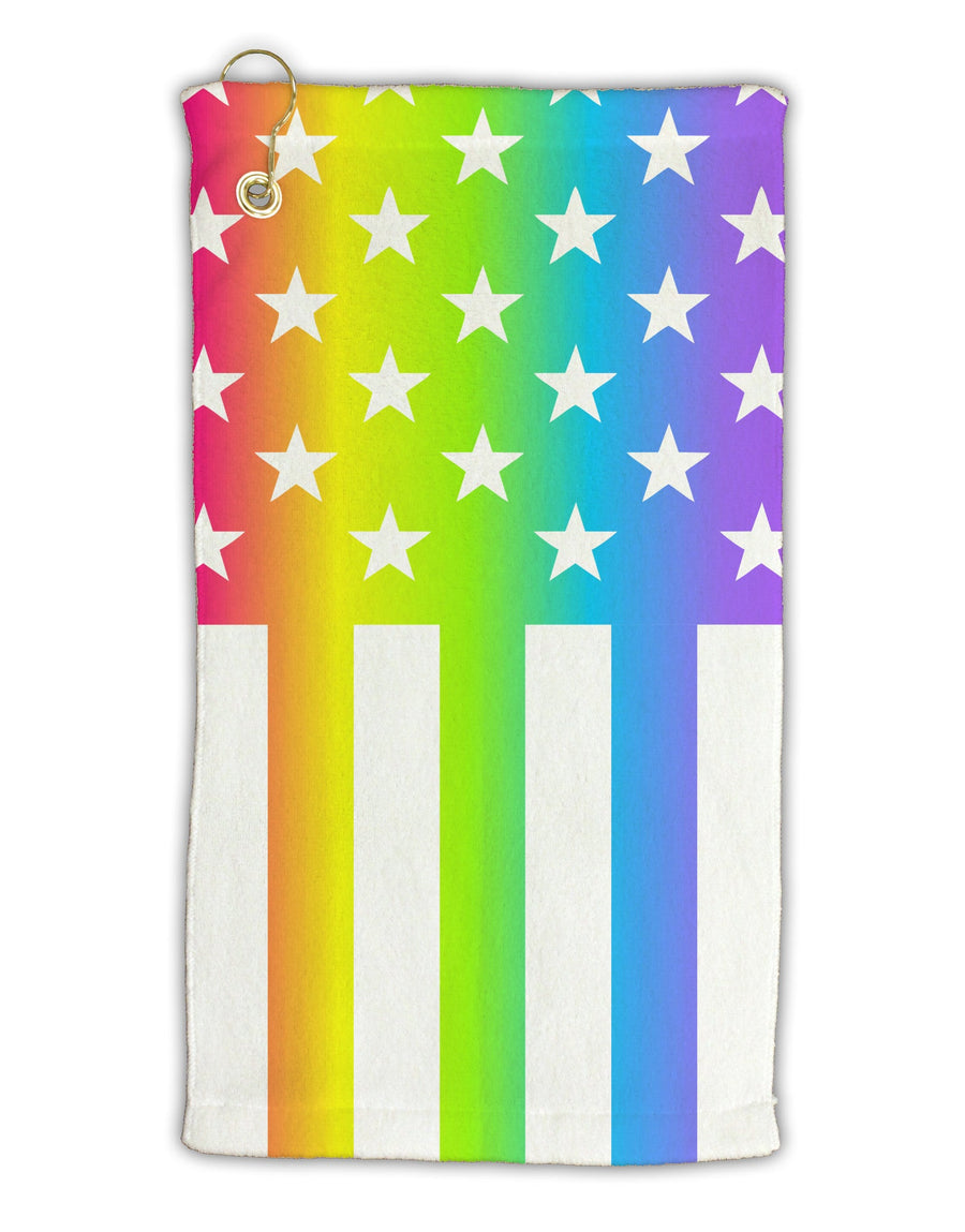 American Pride - Rainbow Stars and Stripes Micro Terry Gromet Golf Towel 15 x 22 Inch All Over Print-Golf Towel-TooLoud-White-Davson Sales