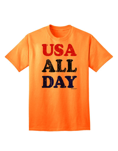 American Pride - Vintage Patriotic Adult T-Shirt with Distressed Design by TooLoud-Mens T-shirts-TooLoud-Neon-Orange-Small-Davson Sales