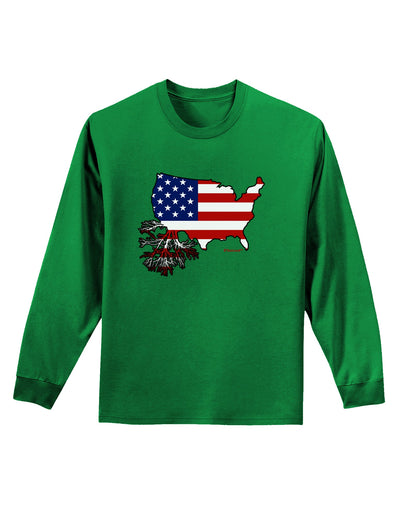 American Roots Design - American Flag Adult Long Sleeve Dark T-Shirt by TooLoud-TooLoud-Kelly-Green-Small-Davson Sales