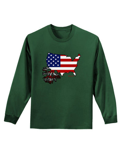 American Roots Design - American Flag Adult Long Sleeve Dark T-Shirt by TooLoud-TooLoud-Dark-Green-Small-Davson Sales