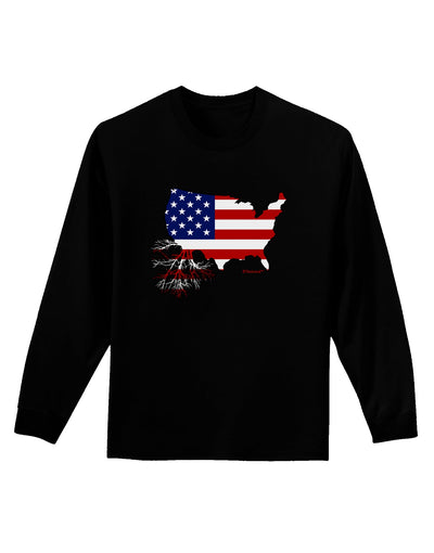 American Roots Design - American Flag Adult Long Sleeve Dark T-Shirt by TooLoud-TooLoud-Black-Small-Davson Sales