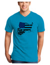 American Roots Design - American Flag Adult V-Neck T-shirt by TooLoud-Mens V-Neck T-Shirt-TooLoud-Turquoise-Small-Davson Sales