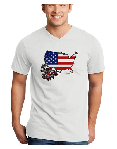 American Roots Design - American Flag Adult V-Neck T-shirt by TooLoud-Mens V-Neck T-Shirt-TooLoud-White-Small-Davson Sales