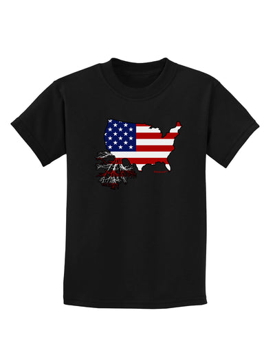 American Roots Design - American Flag Childrens Dark T-Shirt by TooLoud-Childrens T-Shirt-TooLoud-Black-X-Small-Davson Sales