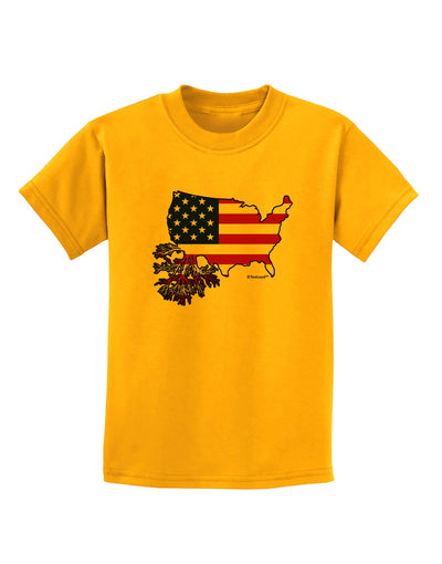 American Roots Design - American Flag Childrens T-Shirt by TooLoud-Childrens T-Shirt-TooLoud-Gold-X-Small-Davson Sales