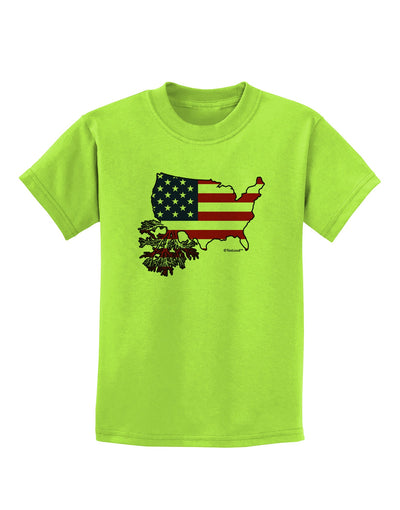 American Roots Design - American Flag Childrens T-Shirt by TooLoud-Childrens T-Shirt-TooLoud-Lime-Green-X-Small-Davson Sales