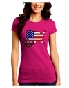 American Roots Design - American Flag Juniors Crew Dark T-Shirt by TooLoud-T-Shirts Juniors Tops-TooLoud-Hot-Pink-Juniors Fitted Small-Davson Sales