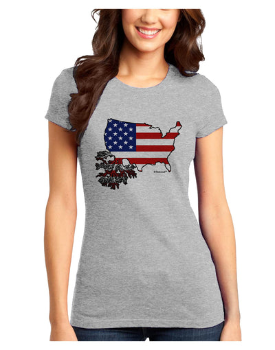 American Roots Design - American Flag Juniors T-Shirt by TooLoud-Womens Juniors T-Shirt-TooLoud-Ash-Gray-Juniors Fitted X-Small-Davson Sales