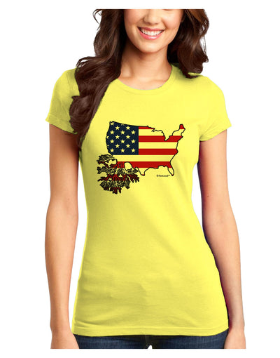 American Roots Design - American Flag Juniors T-Shirt by TooLoud-Womens Juniors T-Shirt-TooLoud-Yellow-Juniors Fitted X-Small-Davson Sales