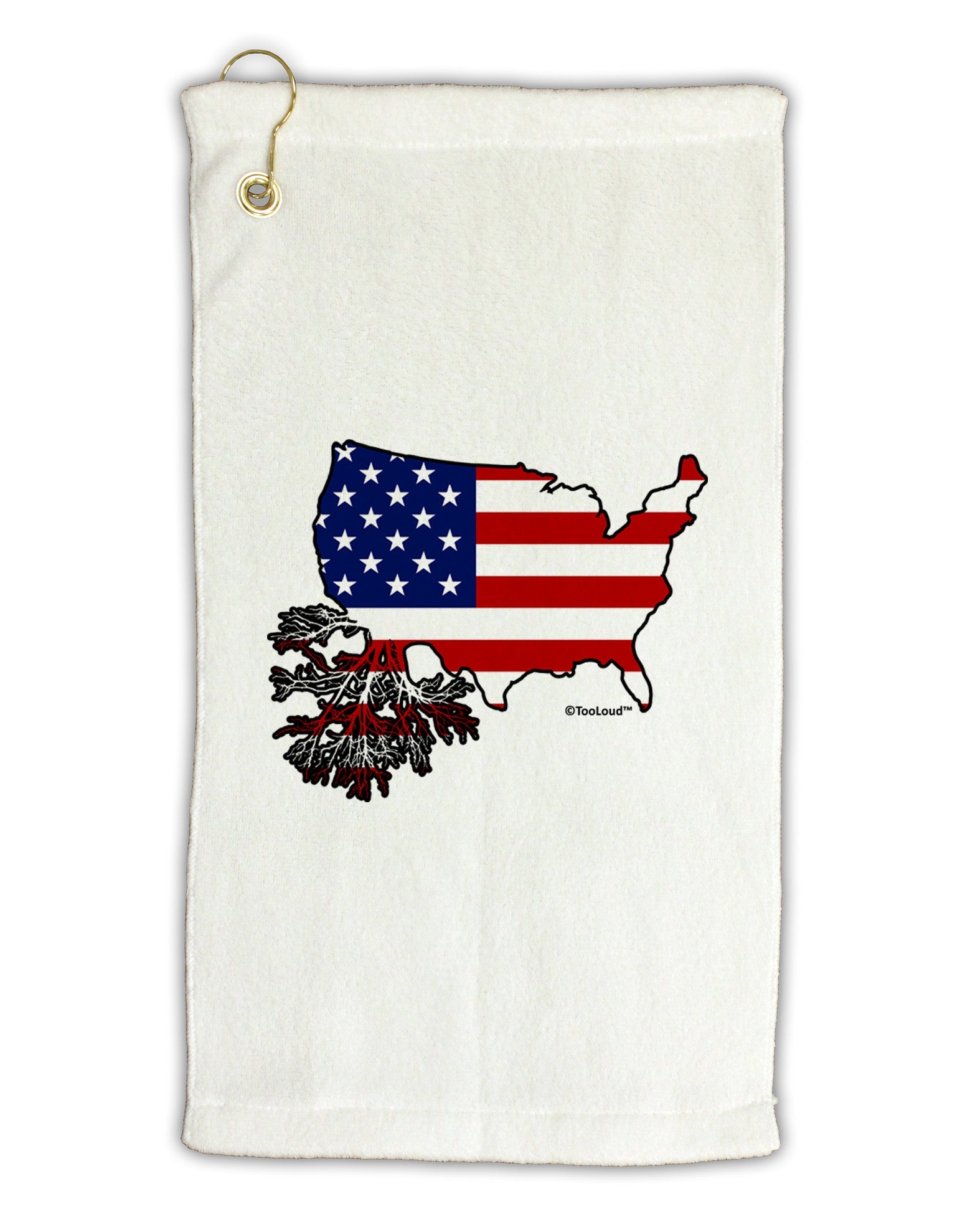 American Roots Design - American Flag Micro Terry Gromet Golf Towel 16 x 25 inch by TooLoud-Golf Towel-TooLoud-White-Davson Sales