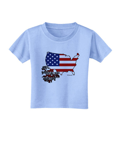 American Roots Design - American Flag Toddler T-Shirt by TooLoud-Toddler T-Shirt-TooLoud-Aquatic-Blue-2T-Davson Sales