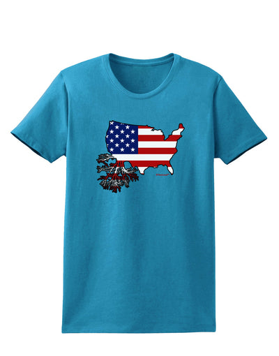 American Roots Design - American Flag Womens Dark T-Shirt by TooLoud-Womens T-Shirt-TooLoud-Turquoise-X-Small-Davson Sales