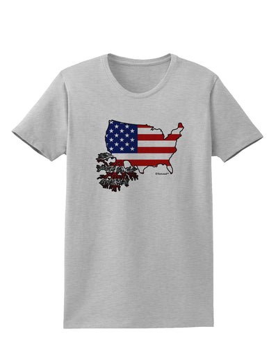 American Roots Design - American Flag Womens T-Shirt by TooLoud-Womens T-Shirt-TooLoud-AshGray-X-Small-Davson Sales