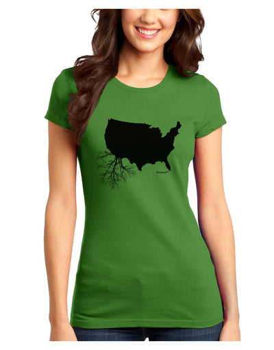 American Roots Design Juniors T-Shirt by TooLoud-Womens Juniors T-Shirt-TooLoud-Kiwi-Green-Juniors Fitted X-Small-Davson Sales