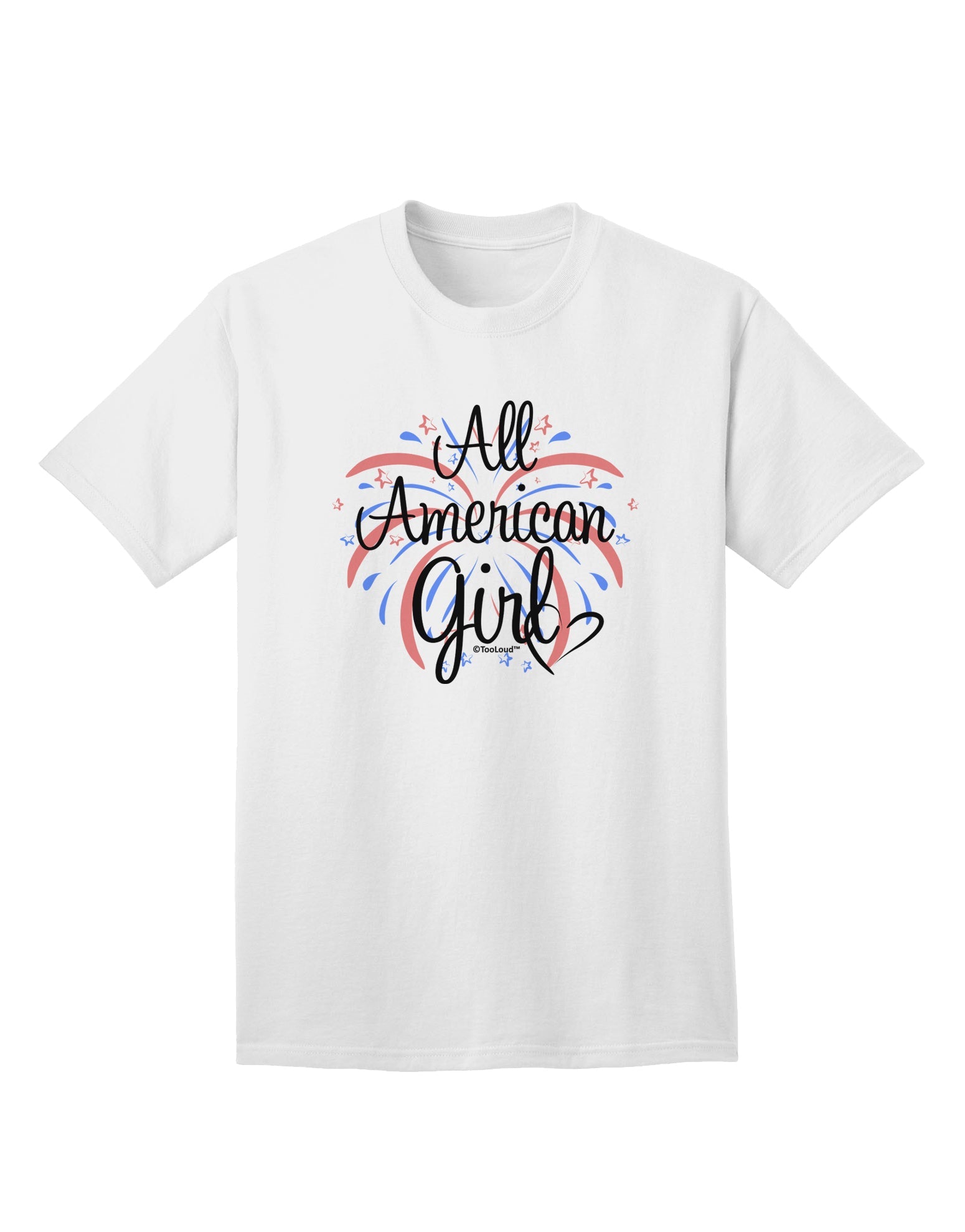 American-themed Fireworks and Heart Adult T-Shirt by TooLoud-Mens T-shirts-TooLoud-White-Small-Davson Sales