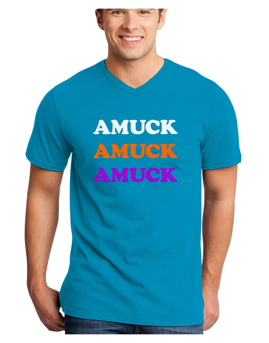 Amuck Amuck Amuck Halloween Adult Dark V-Neck T-Shirt-TooLoud-Black-Small-Davson Sales