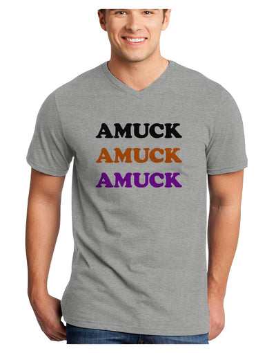 Amuck Amuck Amuck Halloween Adult V-Neck T-shirt-Mens V-Neck T-Shirt-TooLoud-HeatherGray-Small-Davson Sales