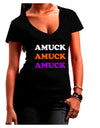 Amuck Amuck Amuck Halloween Juniors V-Neck Dark T-Shirt-Womens V-Neck T-Shirts-TooLoud-Black-Juniors Fitted Small-Davson Sales