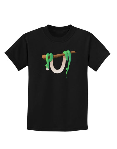 Anaconda Design Green Childrens Dark T-Shirt-Childrens T-Shirt-TooLoud-Black-X-Small-Davson Sales