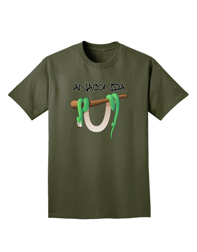 Anaconda Design Green Text Adult Dark T-Shirt-Mens T-Shirt-TooLoud-Military-Green-Small-Davson Sales