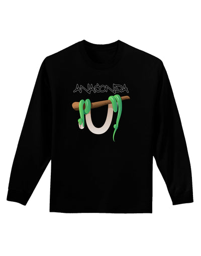 Anaconda Design Green Text Adult Long Sleeve Dark T-Shirt-TooLoud-Black-Small-Davson Sales