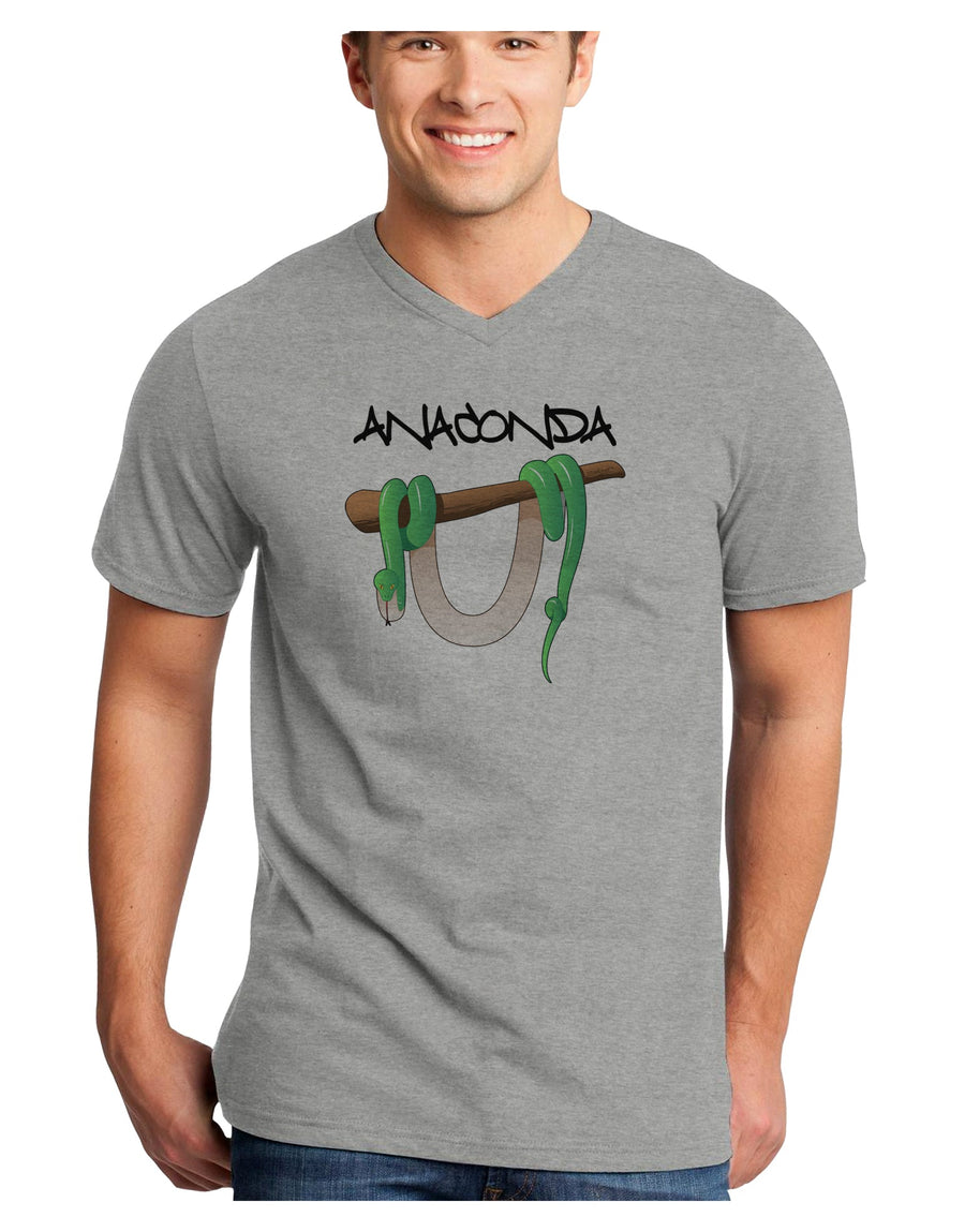 Anaconda Design Green Text Adult V-Neck T-shirt-Mens V-Neck T-Shirt-TooLoud-White-Small-Davson Sales