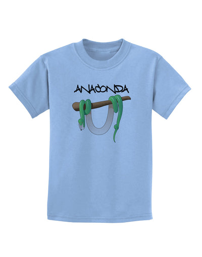 Anaconda Design Green Text Childrens T-Shirt-Childrens T-Shirt-TooLoud-Light-Blue-X-Small-Davson Sales