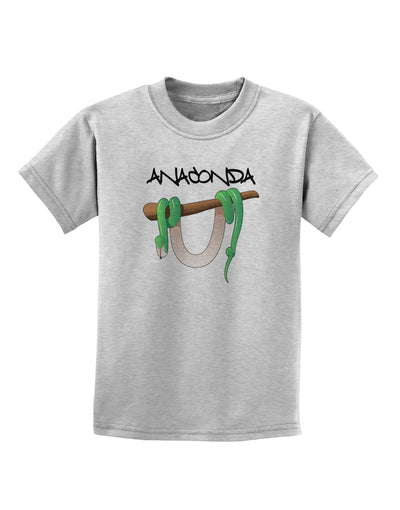 Anaconda Design Green Text Childrens T-Shirt-Childrens T-Shirt-TooLoud-AshGray-X-Small-Davson Sales