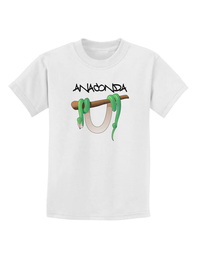 Anaconda Design Green Text Childrens T-Shirt-Childrens T-Shirt-TooLoud-White-X-Small-Davson Sales