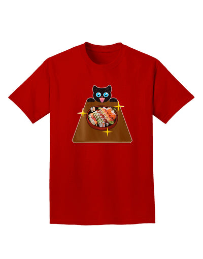 Anime Cat Loves Sushi Adult Dark T-Shirt by TooLoud-Mens T-Shirt-TooLoud-Red-Small-Davson Sales