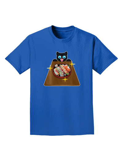 Anime Cat Loves Sushi Adult Dark T-Shirt by TooLoud-Mens T-Shirt-TooLoud-Royal-Blue-Small-Davson Sales