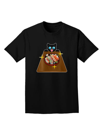 Anime Cat Loves Sushi Adult Dark T-Shirt by TooLoud-Mens T-Shirt-TooLoud-Black-Small-Davson Sales