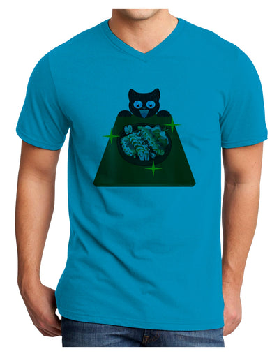 Anime Cat Loves Sushi Adult V-Neck T-shirt by TooLoud-Mens V-Neck T-Shirt-TooLoud-Turquoise-Small-Davson Sales