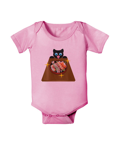 Anime Cat Loves Sushi Baby Romper Bodysuit by TooLoud-Baby Romper-TooLoud-Pink-06-Months-Davson Sales