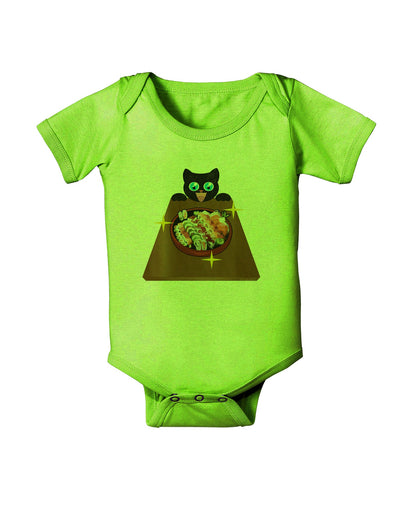 Anime Cat Loves Sushi Baby Romper Bodysuit by TooLoud-Baby Romper-TooLoud-Lime-06-Months-Davson Sales