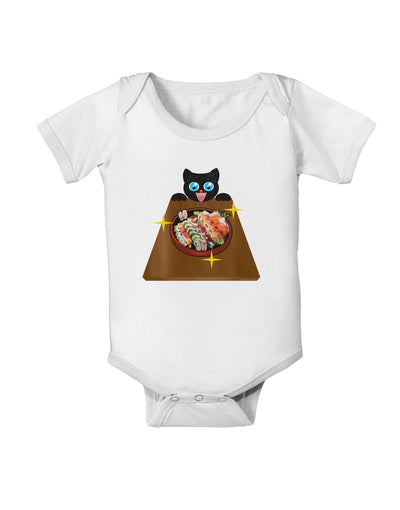 Anime Cat Loves Sushi Baby Romper Bodysuit by TooLoud-Baby Romper-TooLoud-White-06-Months-Davson Sales