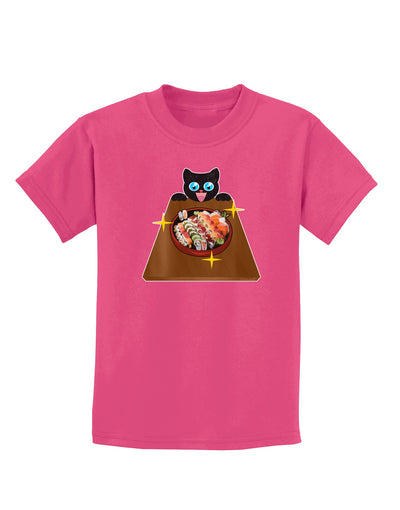 Anime Cat Loves Sushi Childrens Dark T-Shirt by TooLoud-Childrens T-Shirt-TooLoud-Sangria-X-Small-Davson Sales